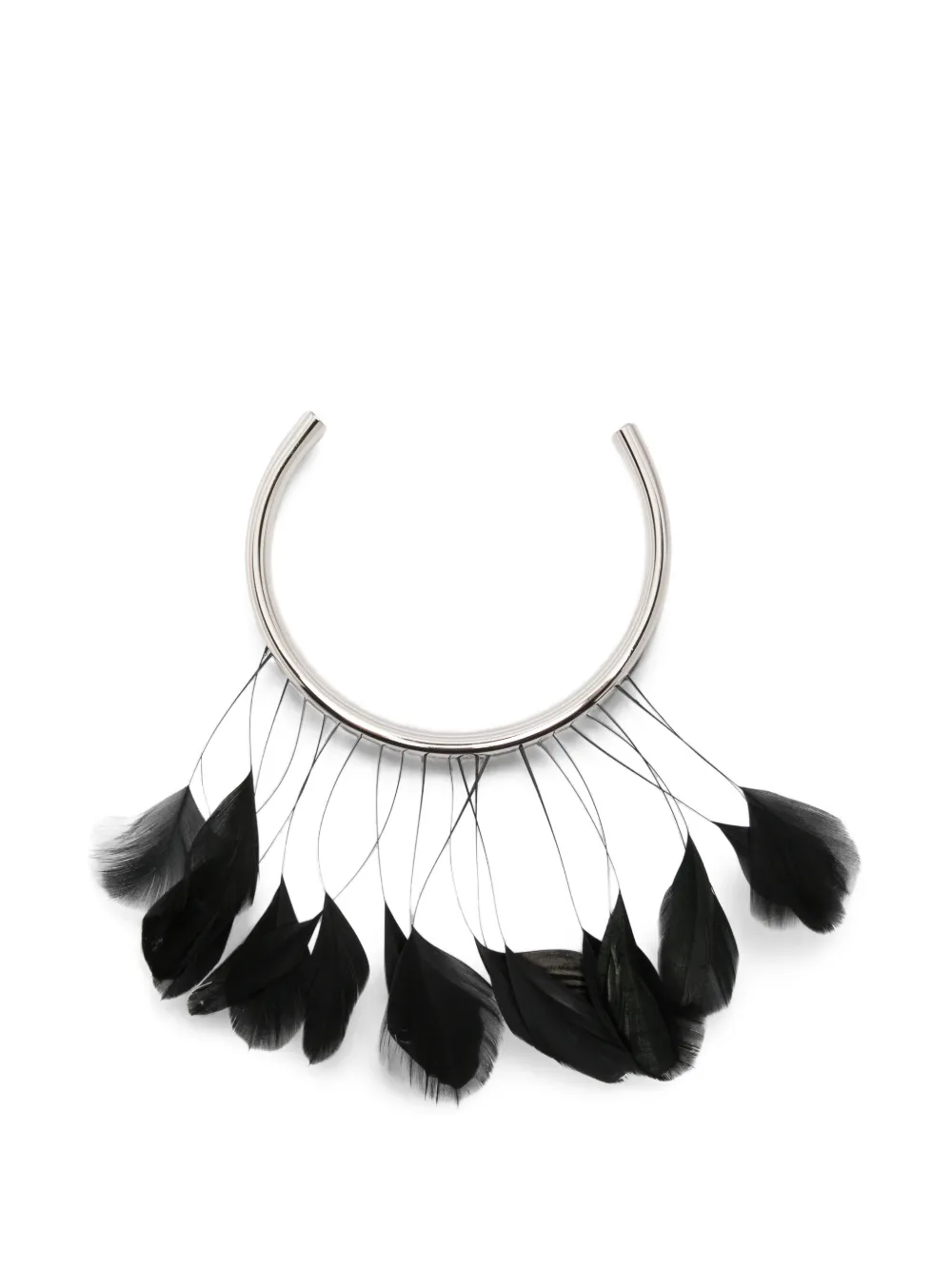 Patrizia Pepe feather-trim torque necklace - Silber