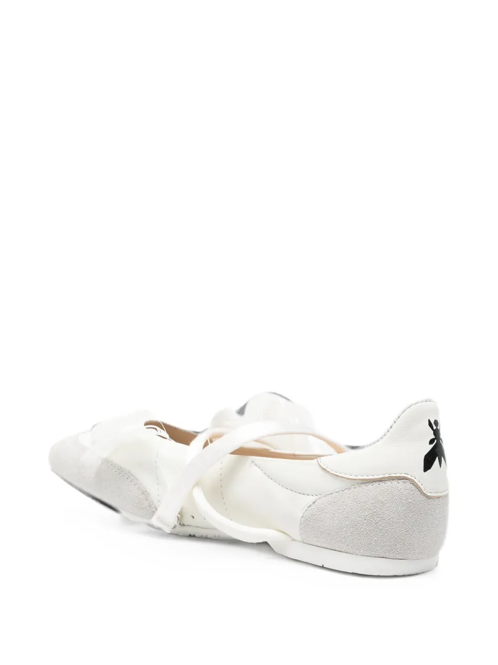 Patrizia Pepe Dancing Skin feather-detail leather ballet flats Wit