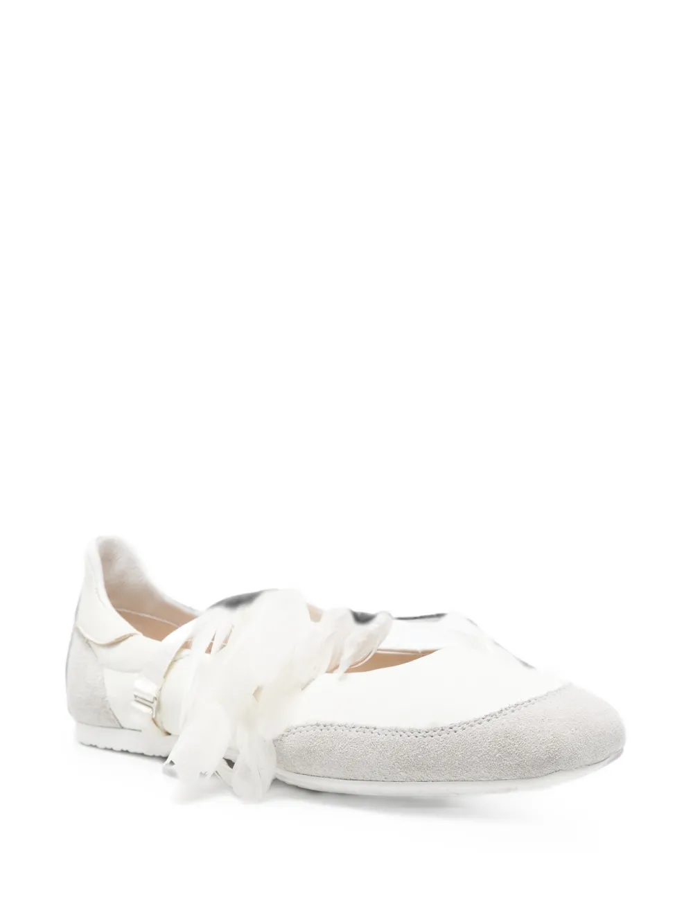 Patrizia Pepe Dancing Skin feather-detail leather ballet flats Wit