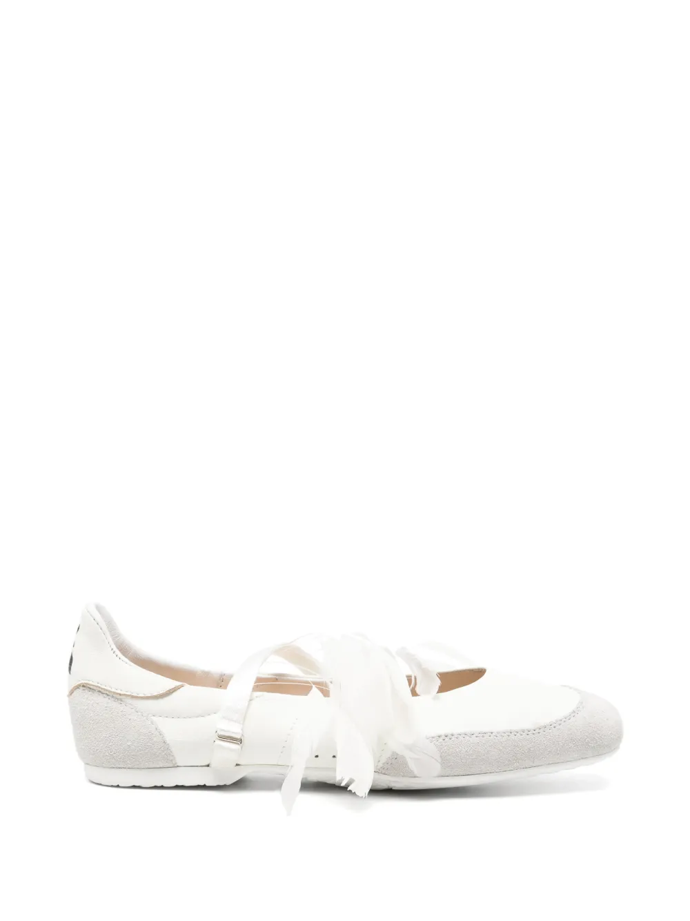 Patrizia Pepe Dancing Skin feather-detail leather ballet flats - Bianco
