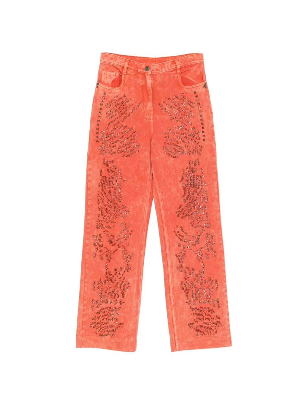 Patrizia Pepe bead-embellished acid-wash jeans - Orange