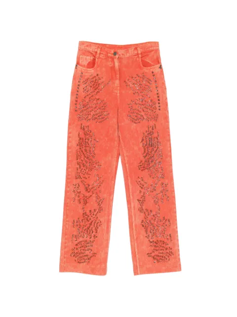 Patrizia Pepe bead-embellished acid-wash jeans