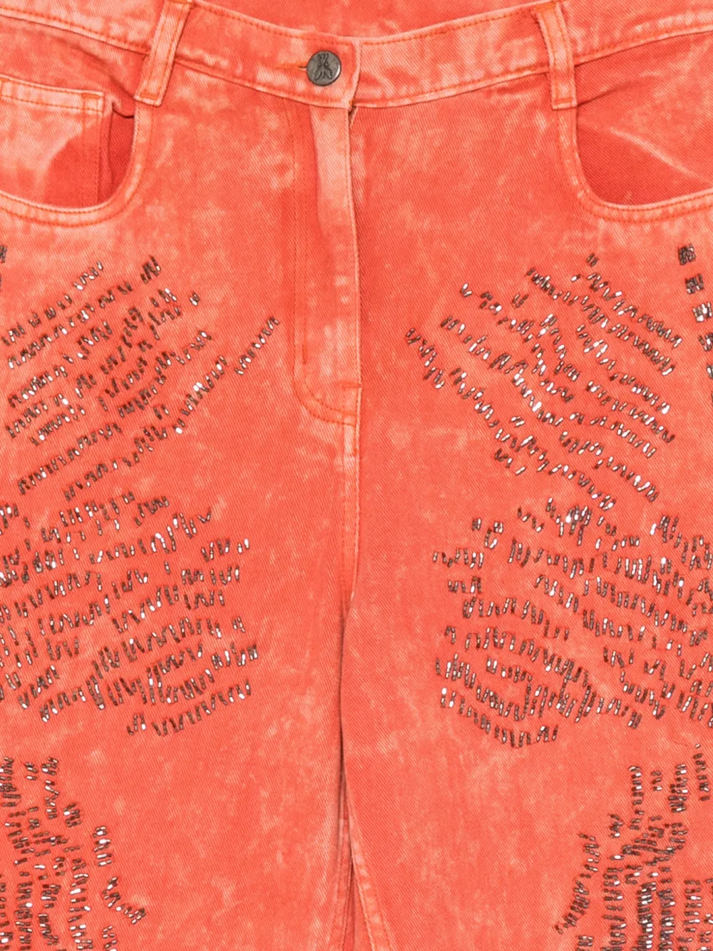 Patrizia Pepe Jeans verfraaid met kralen en acid-wassing Oranje