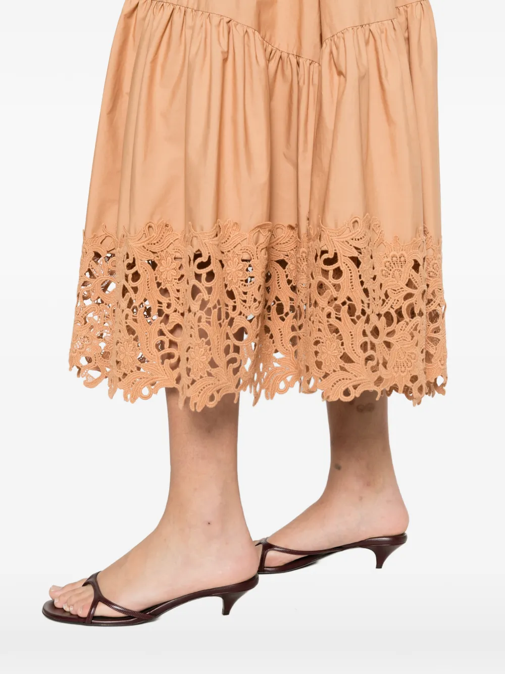 TWINSET Midi-rok met ruches Bruin