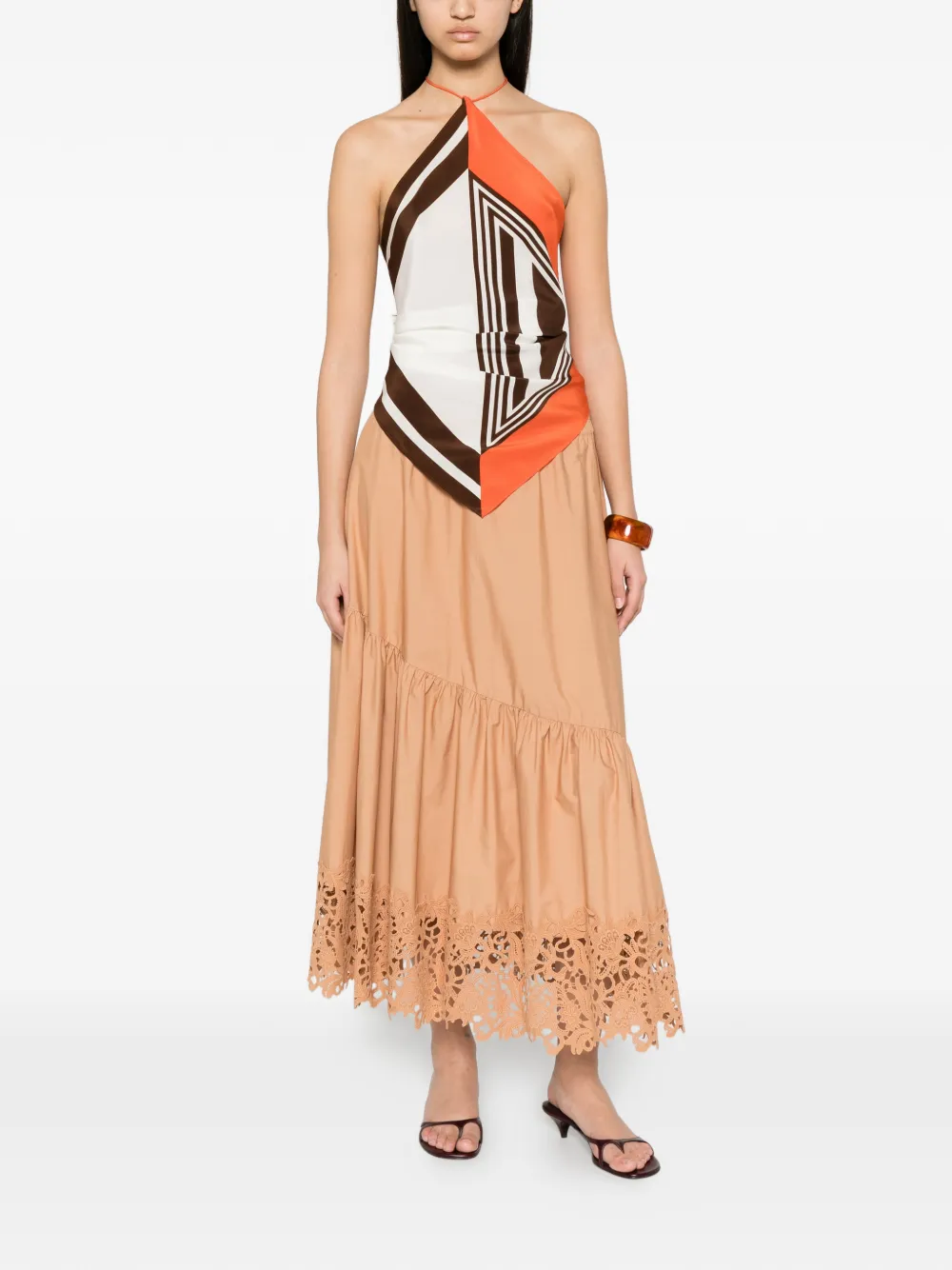 TWINSET Midi-rok met ruches Bruin