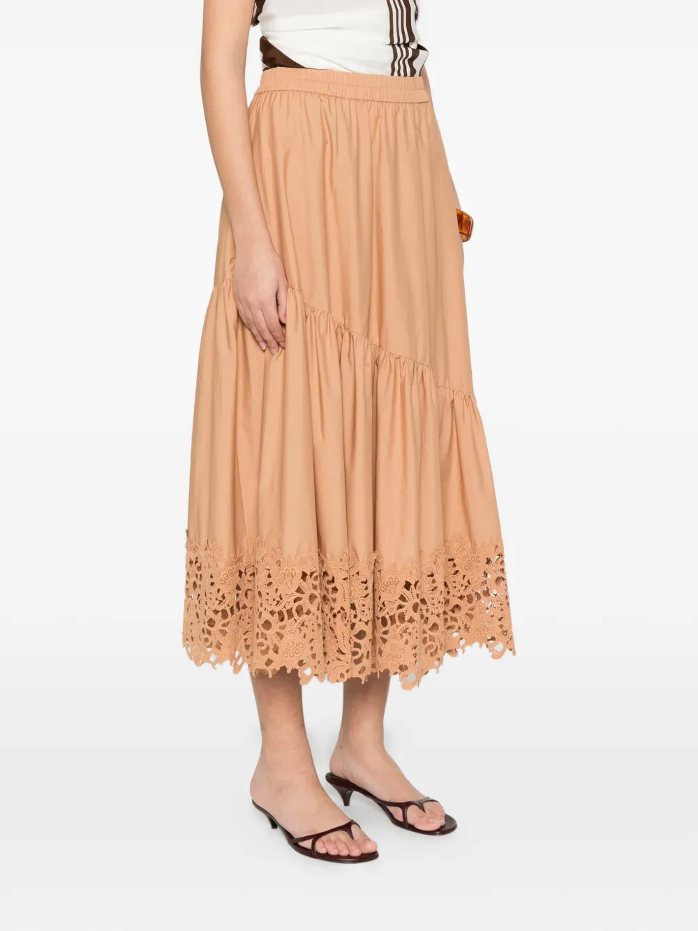 TWINSET Midi-rok met ruches Bruin