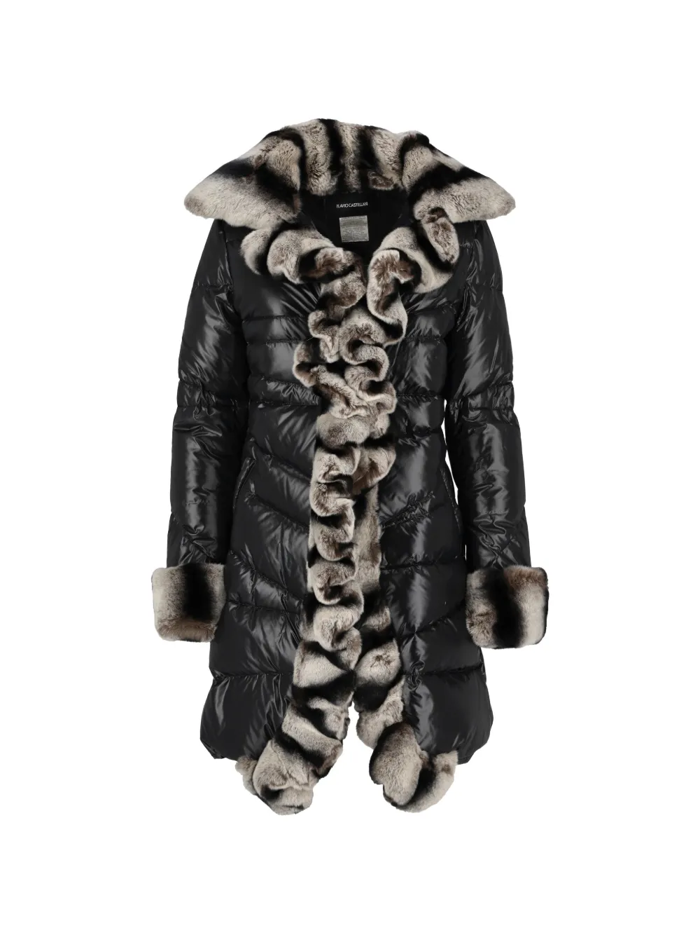 Flavio Castellani glossy fur-trim padded coat - Nero