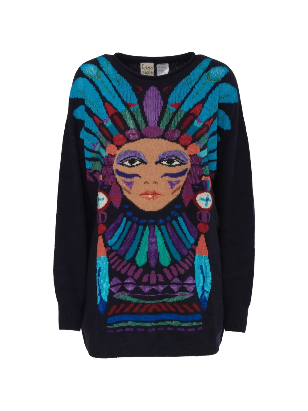 Krizia Pre-Owned intarsia knit sweater - Blu