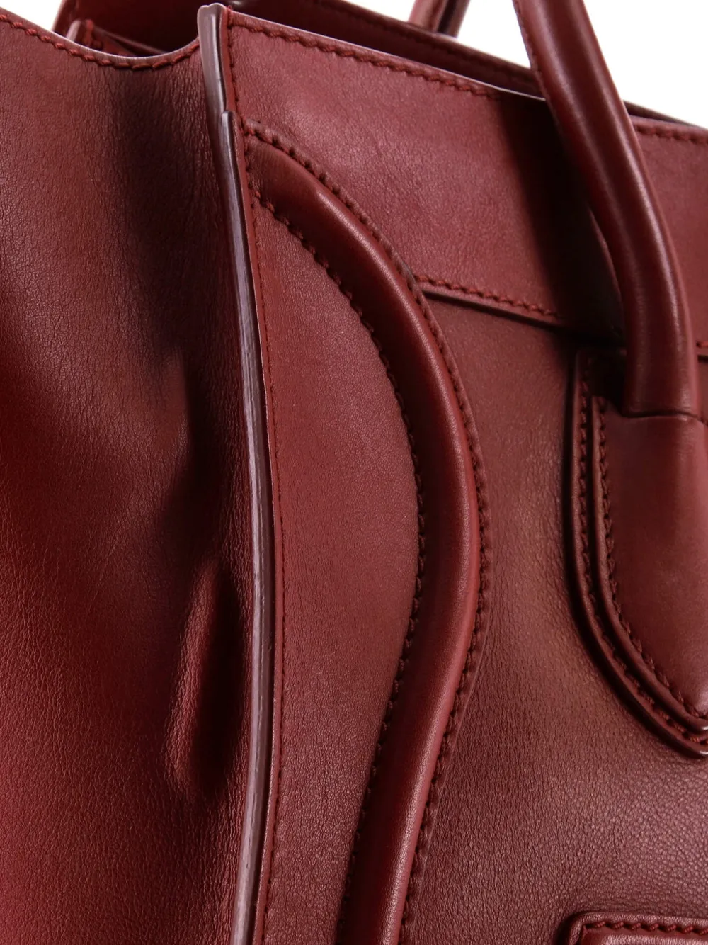 Celine Pre-owned Luggage Bag Smooth Leather Mini Tote Bag in Red, view 4