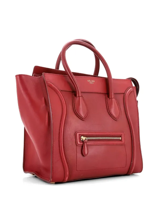 Celine Pre-owned Luggage Bag Smooth Leather Mini Tote Bag in Red