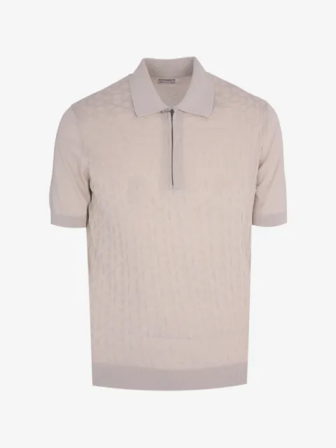 Pal Zileri geometric-jacquard zip-up polo shirt