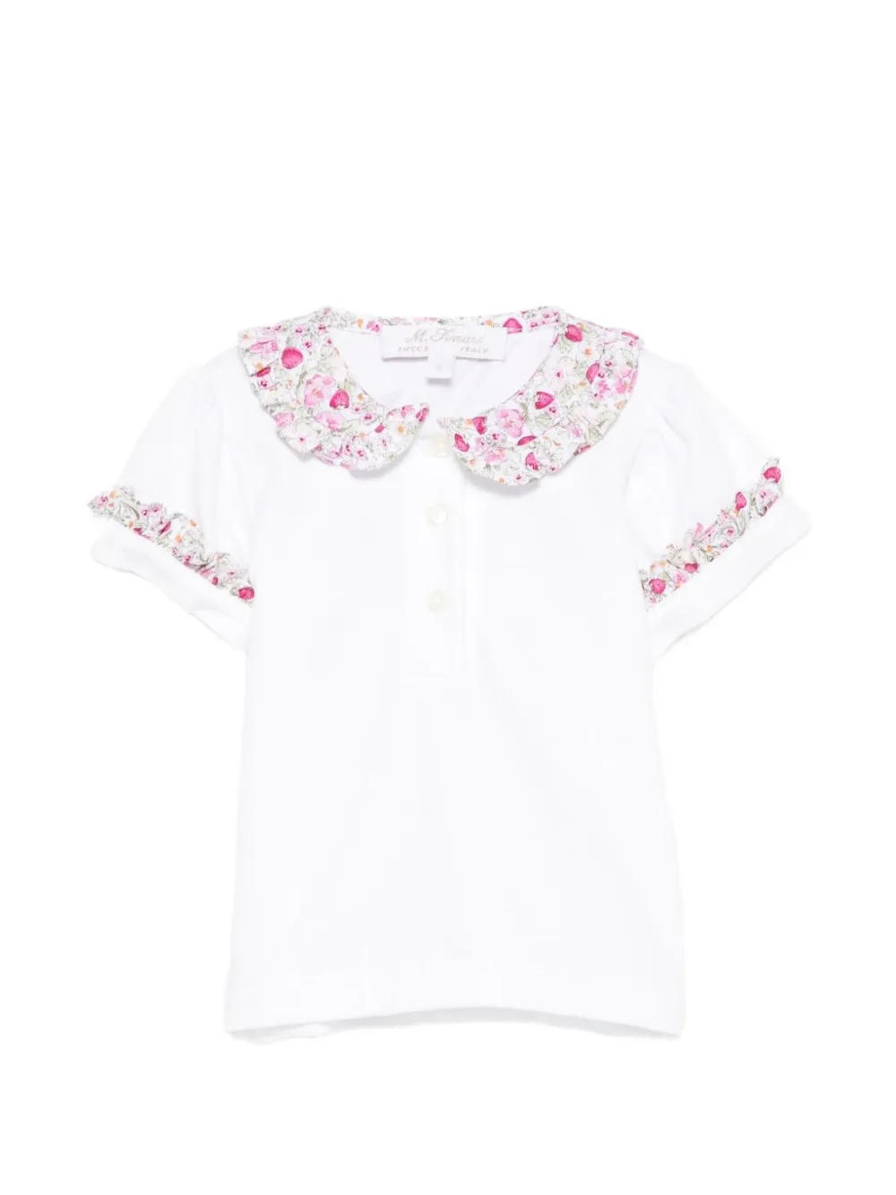 Mariella Ferrari Romper en muts met bloemenprint Wit