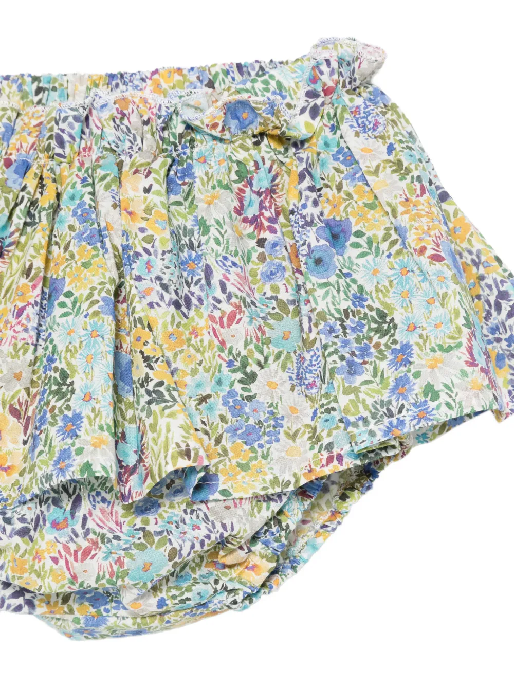 Mariella Ferrari Broekjesset met bloemen-print en ruches Beige