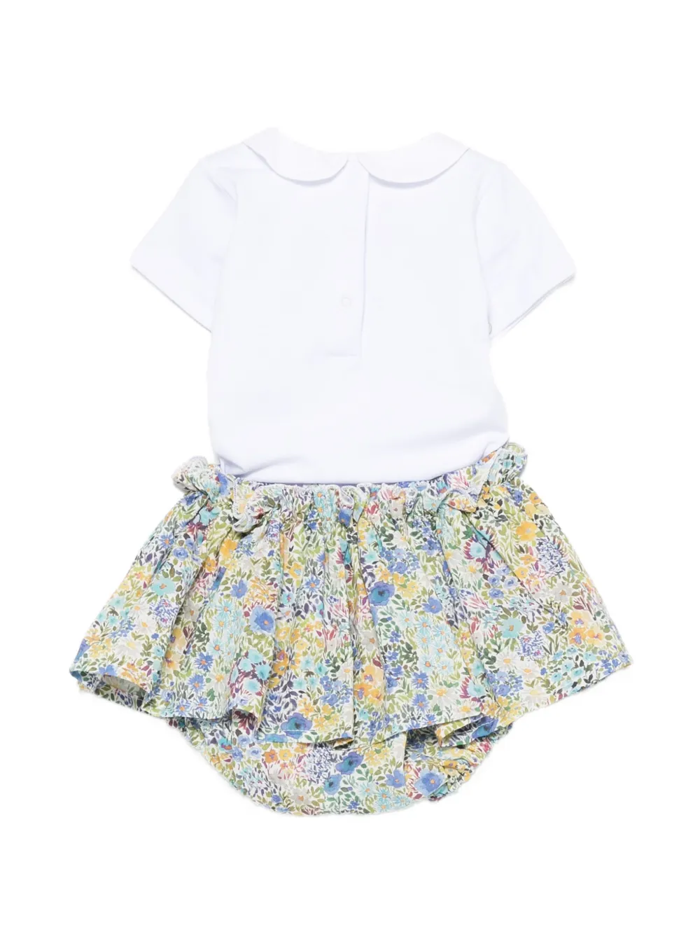 Mariella Ferrari Broekjesset met bloemen-print en ruches Beige