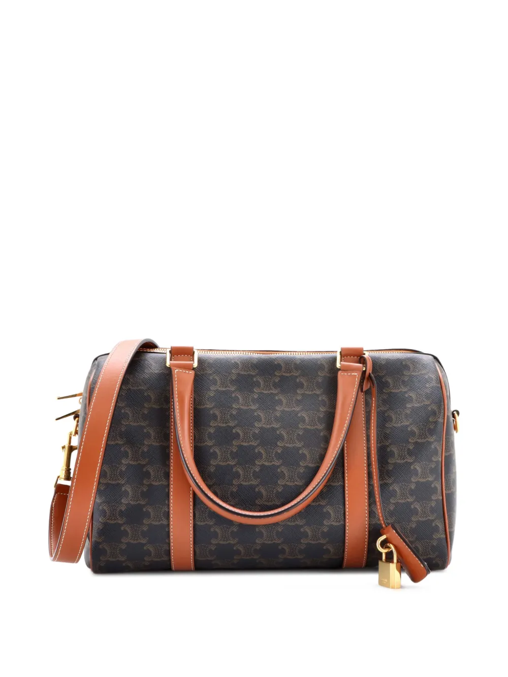 Celine Pre-Owned Boston Bag Triomphe Coated Canvas Medium shoulder bag - Marrone