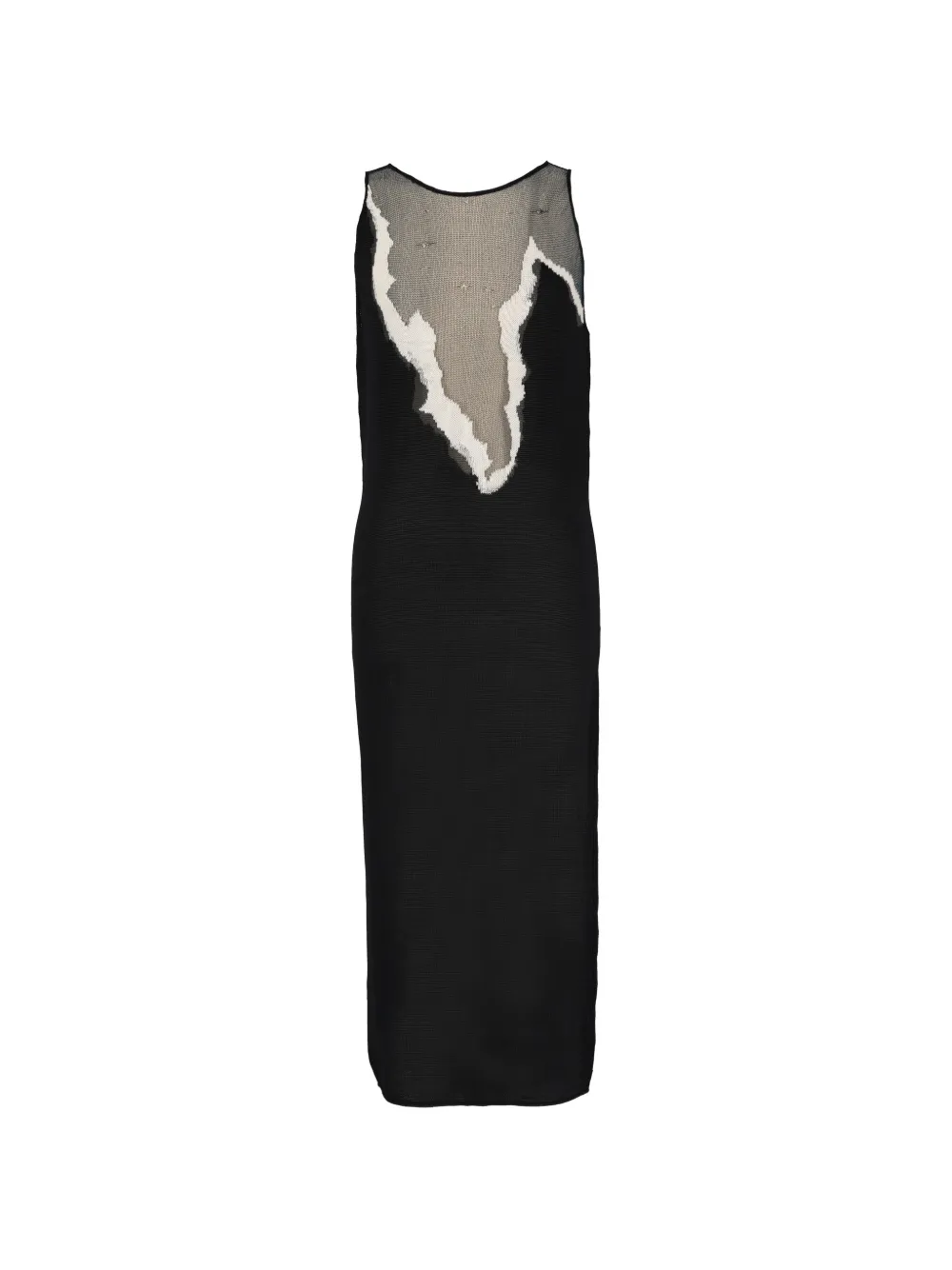 Krizia Pre-Owned mesh-panel sleeveless midi dress - Nero