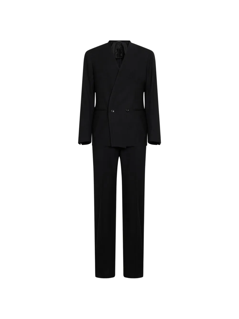 Tagliatore double-breasted collarless suit - Nero
