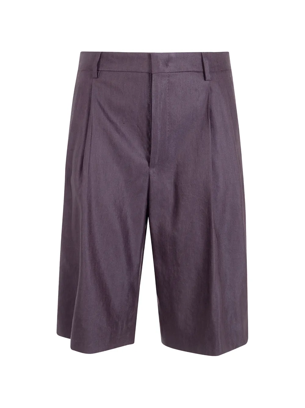 Tagliatore pleated linen tailored bermuda shorts - Viola