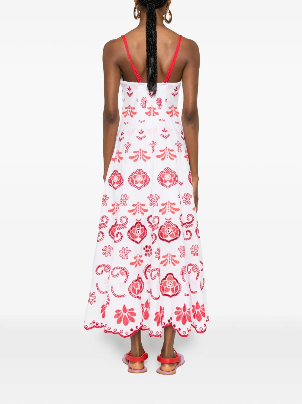 Charo Ruiz Ibiza Lorina broderie anglaise maxi-jurk met bloemenprint Wit