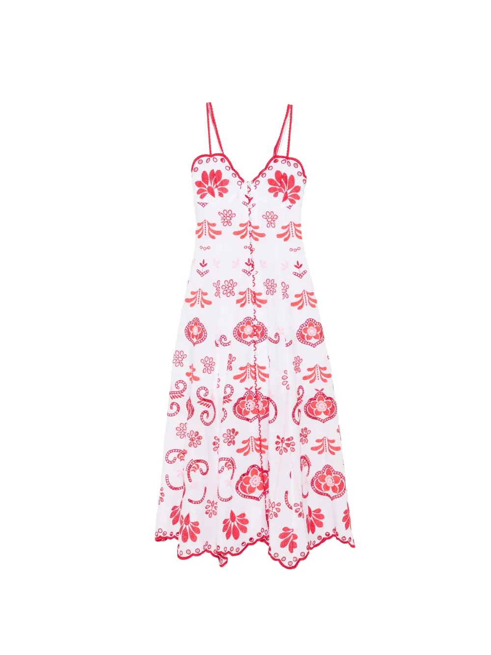 Charo Ruiz Ibiza Lorina broderie anglaise maxi-jurk met bloemenprint Wit