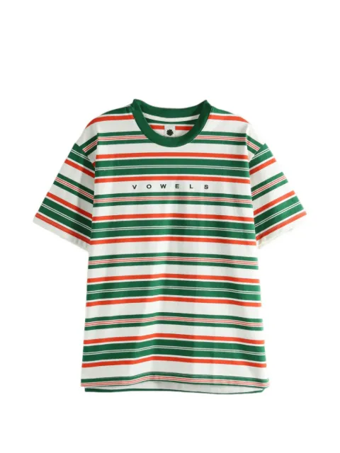 Vowels horizontal-striped logo-print T-shirt