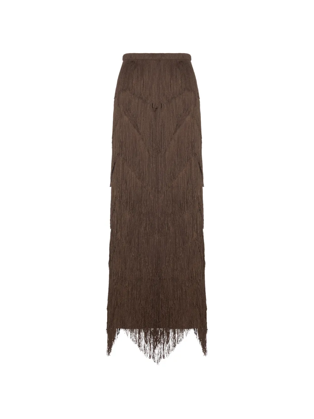 Bless Dara fringe-trimmed maxi skirt - Marrone