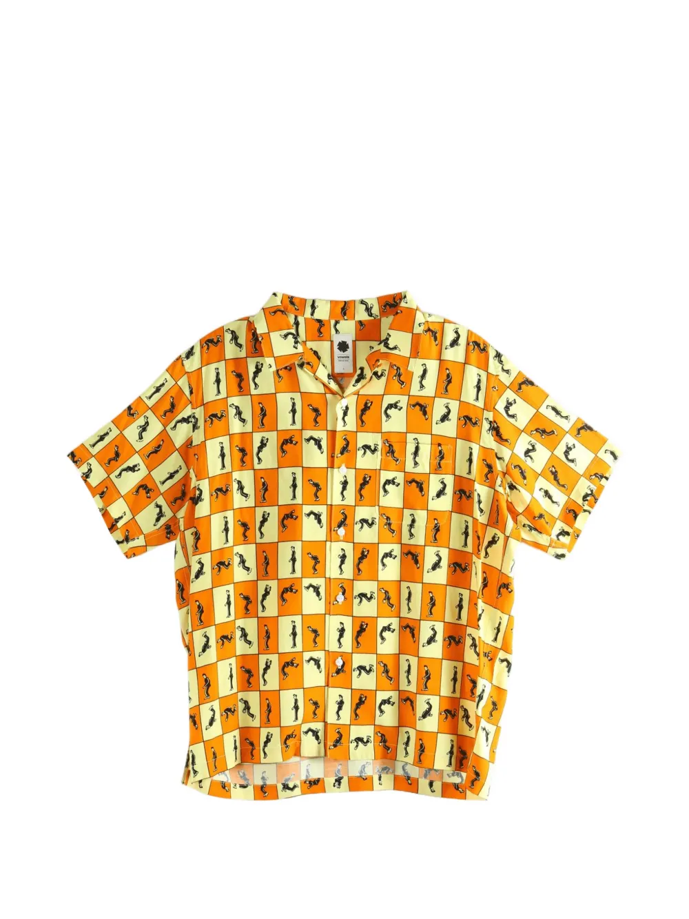 Vowels Elvis check-print camp-collar shirt - Arancione