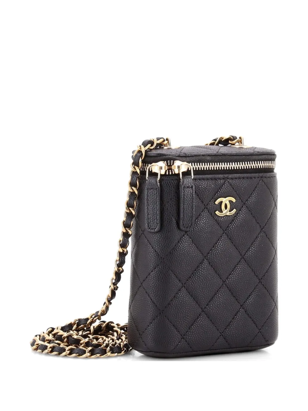  Chanel Pre-owned Bolso De Hombro Vertical Classic Vanity Case Mini De Cuero Caviar Con Diseño Acolchado - Negro 