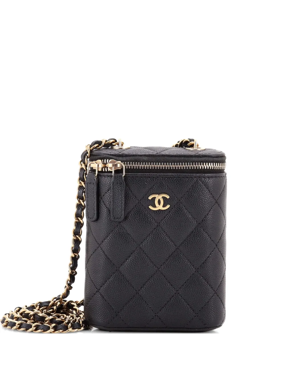 CHANEL Pre-Owned Vertical Classic Vanity Case with Chain Quilted Caviar Small shoulder bag - Nero