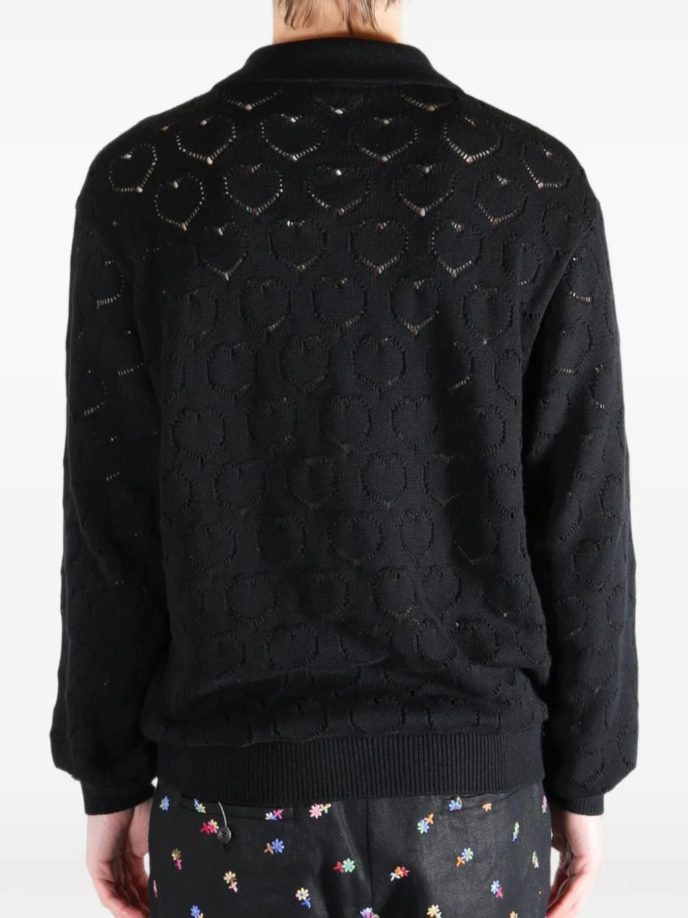 Vowels Gebreid jack met ringlets en hartpatroon Zwart