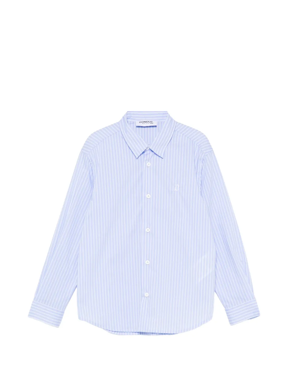 DONDUP KIDS stripe-pattern embroidered-logo shirt - Blu
