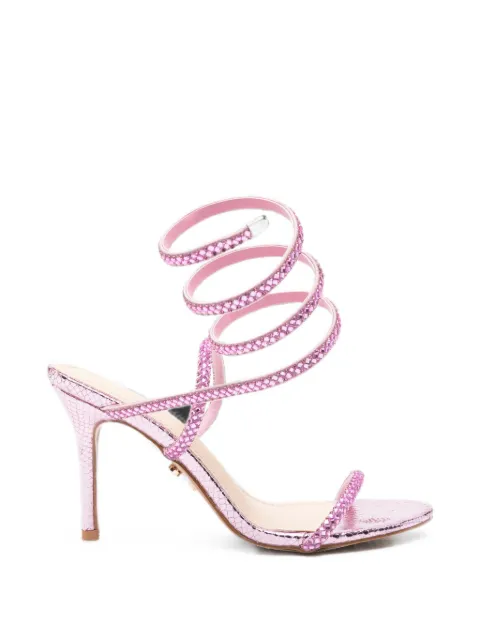 TWENTY FOURHAITCH Zeja crystal-embellished snakeskin-effect sandals