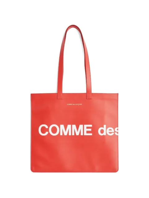 Comme Des Garçons logo-printed leather tote bag