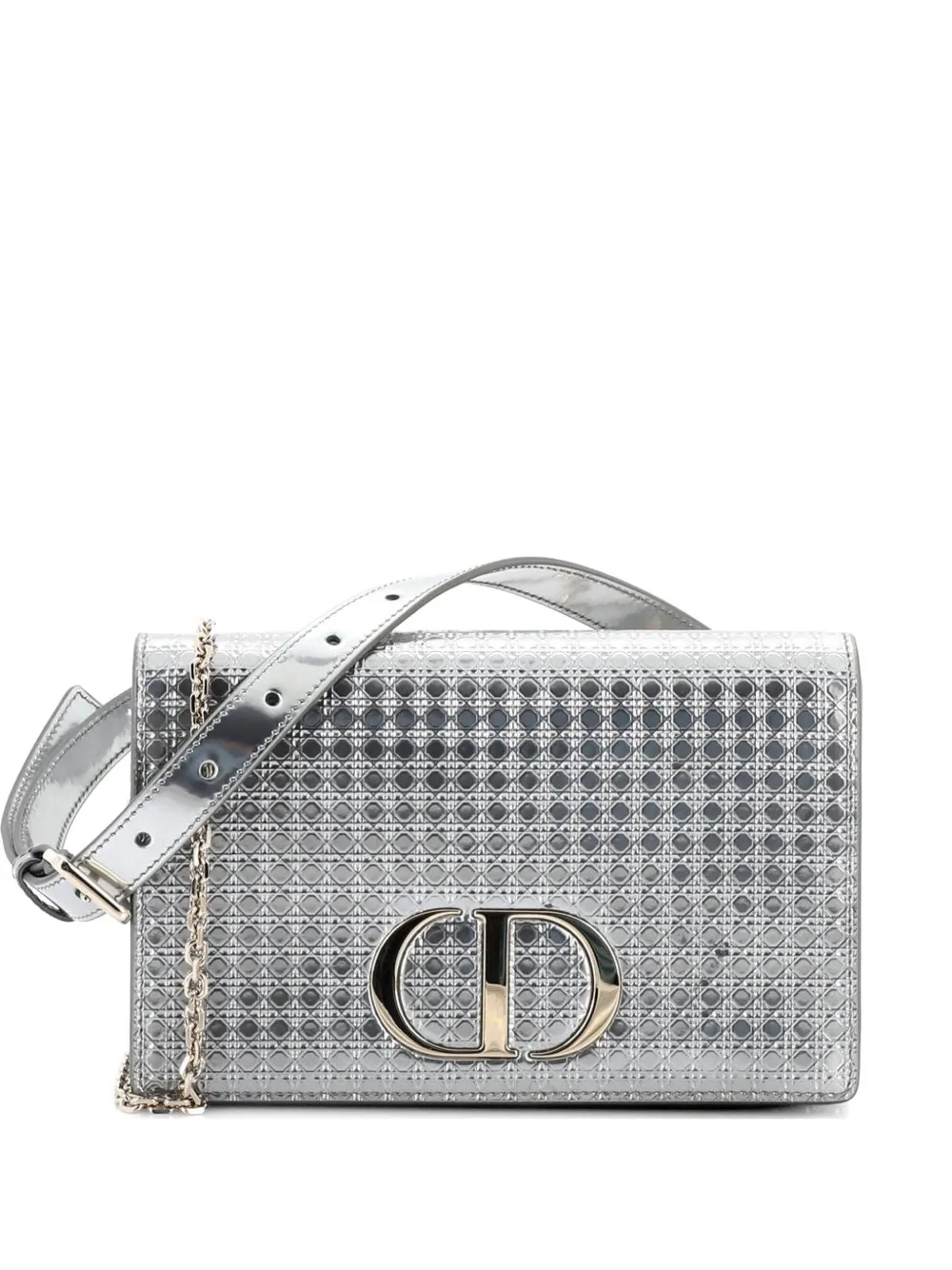 Christian Dior Pre-Owned 30 Montaigne 2-in-1 Pouch Micro Cannage Metallic Calfskin belt bag - Argento