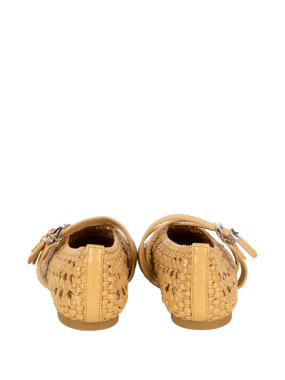 Michael Kors Indy Flex woven buckle-strap ballet flats Beige