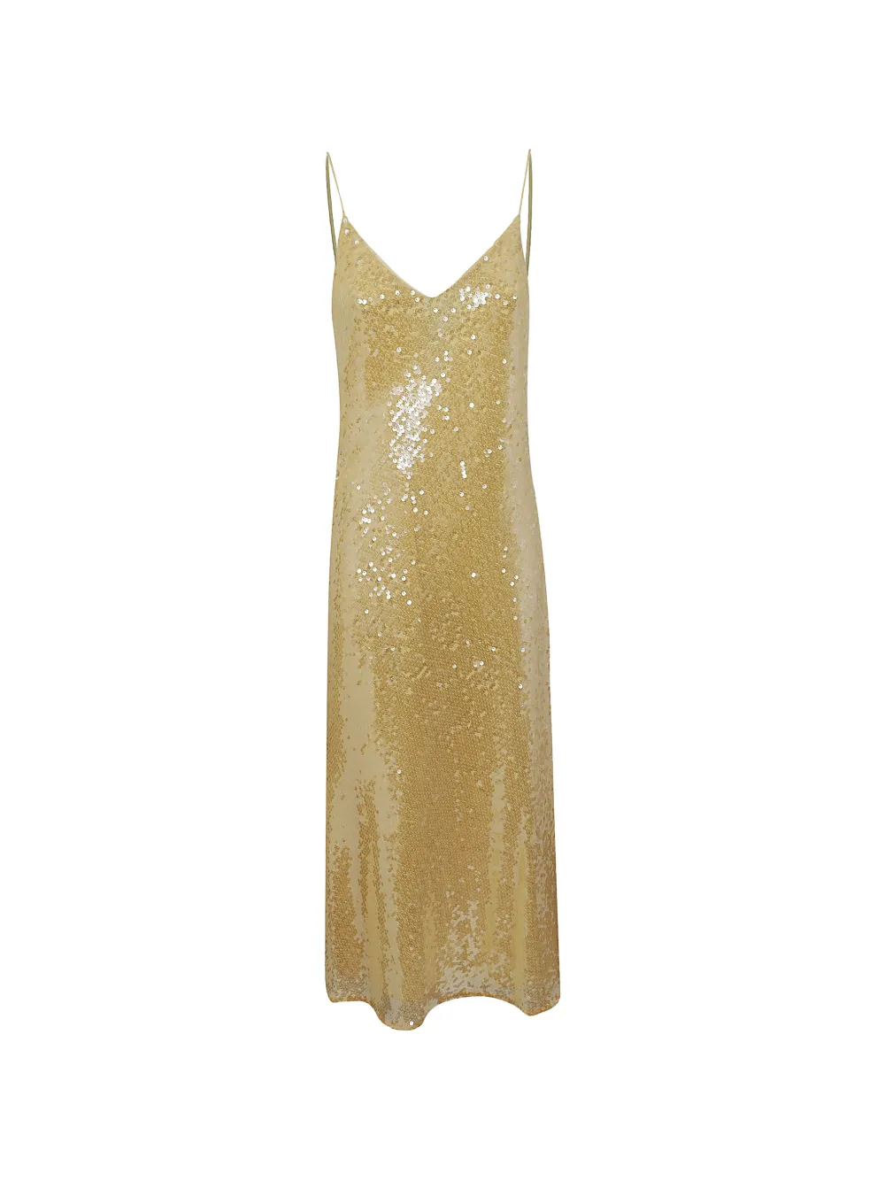 Lauren Ralph Lauren sequin-embellished spaghetti-strap dress - Oro