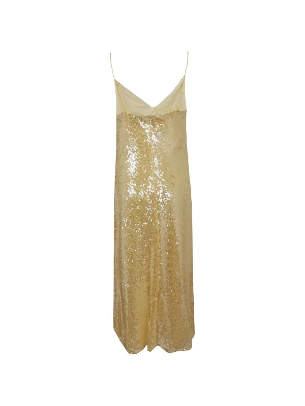 gold sequin cami dress Shein |Split Hem Sequin Cami Dress For New Year Holiday Party Clothes Maxi Women Outfit main image 1