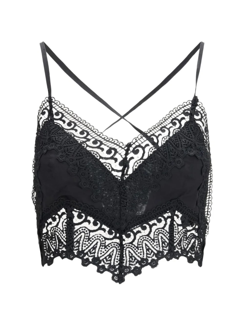 Charo Ruiz Ibiza Blanca lace-trim cropped top - Nero