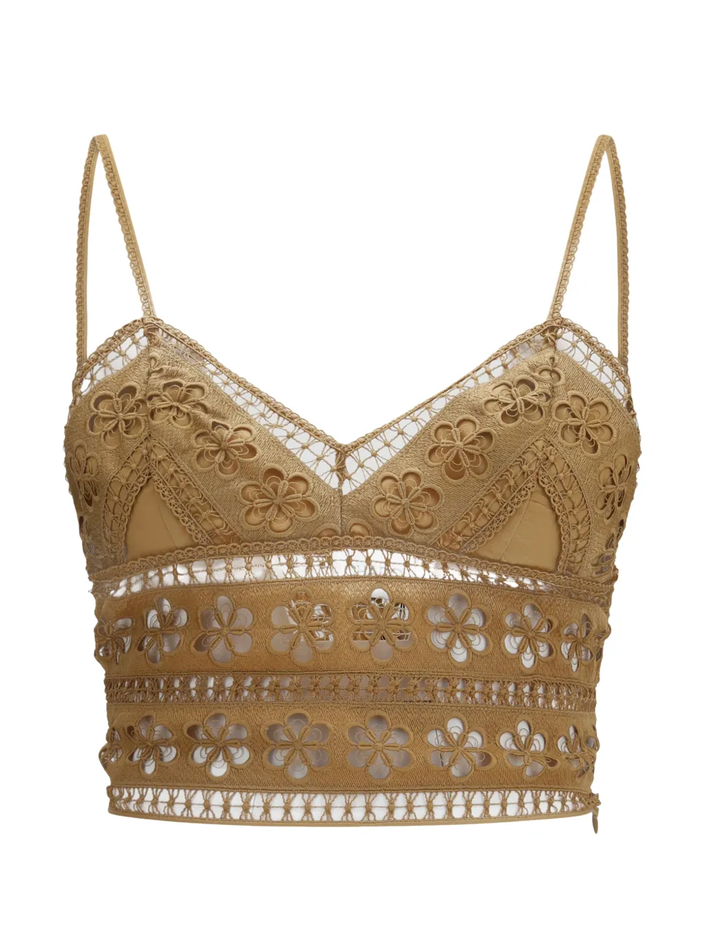 Charo Ruiz Ibiza Melie guipure-lace cropped top - Toni neutri