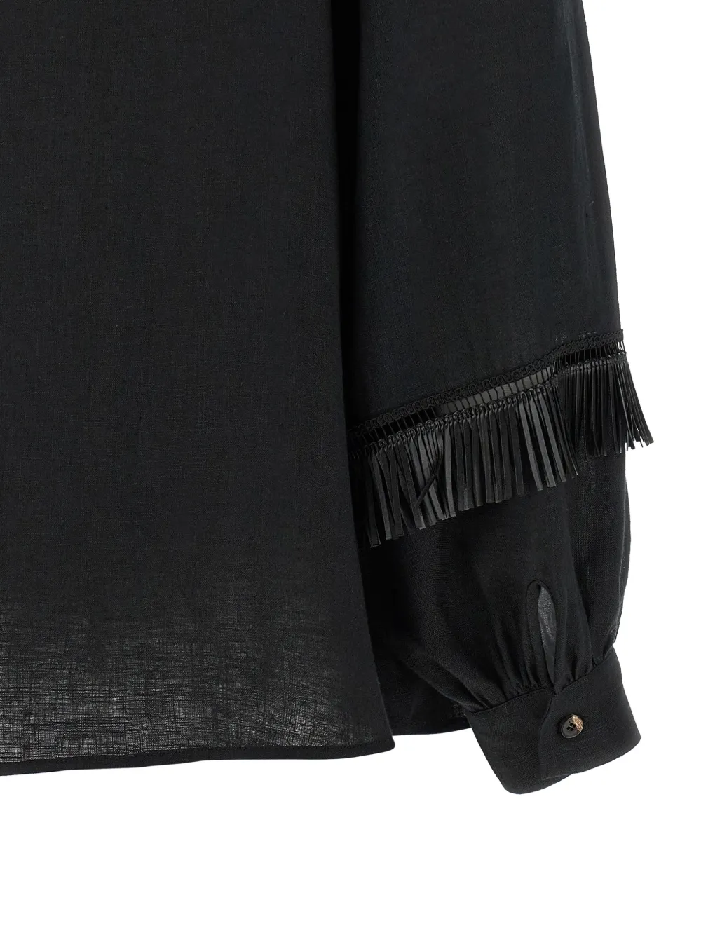 Kiton Blouse met pofmouwen en franje Zwart