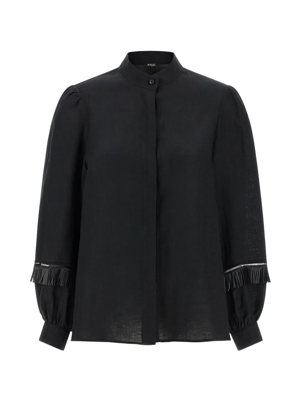 Kiton fringed puff-sleeve shirt - Nero