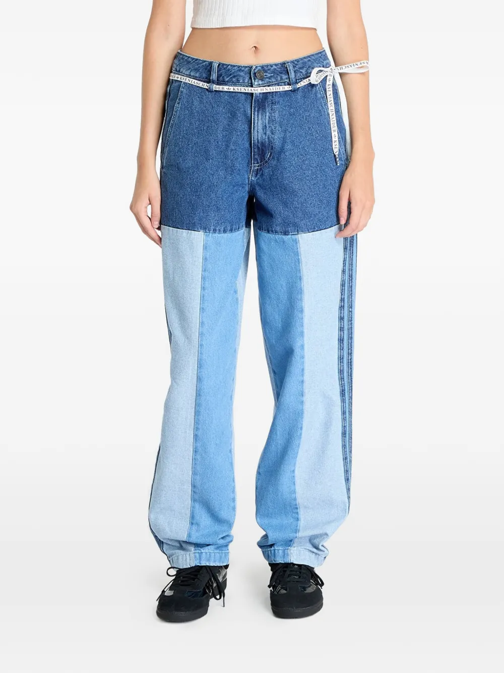 adidas x KSENIASCHNAIDER patchwork jeans - Blau