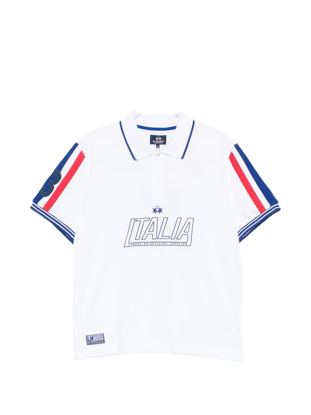 La Martina Logo-print Striped Polo Shirt In White