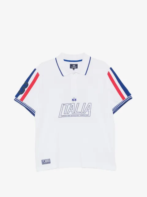 La Martina playera tipo polo con logo estampado y motivo de rayas