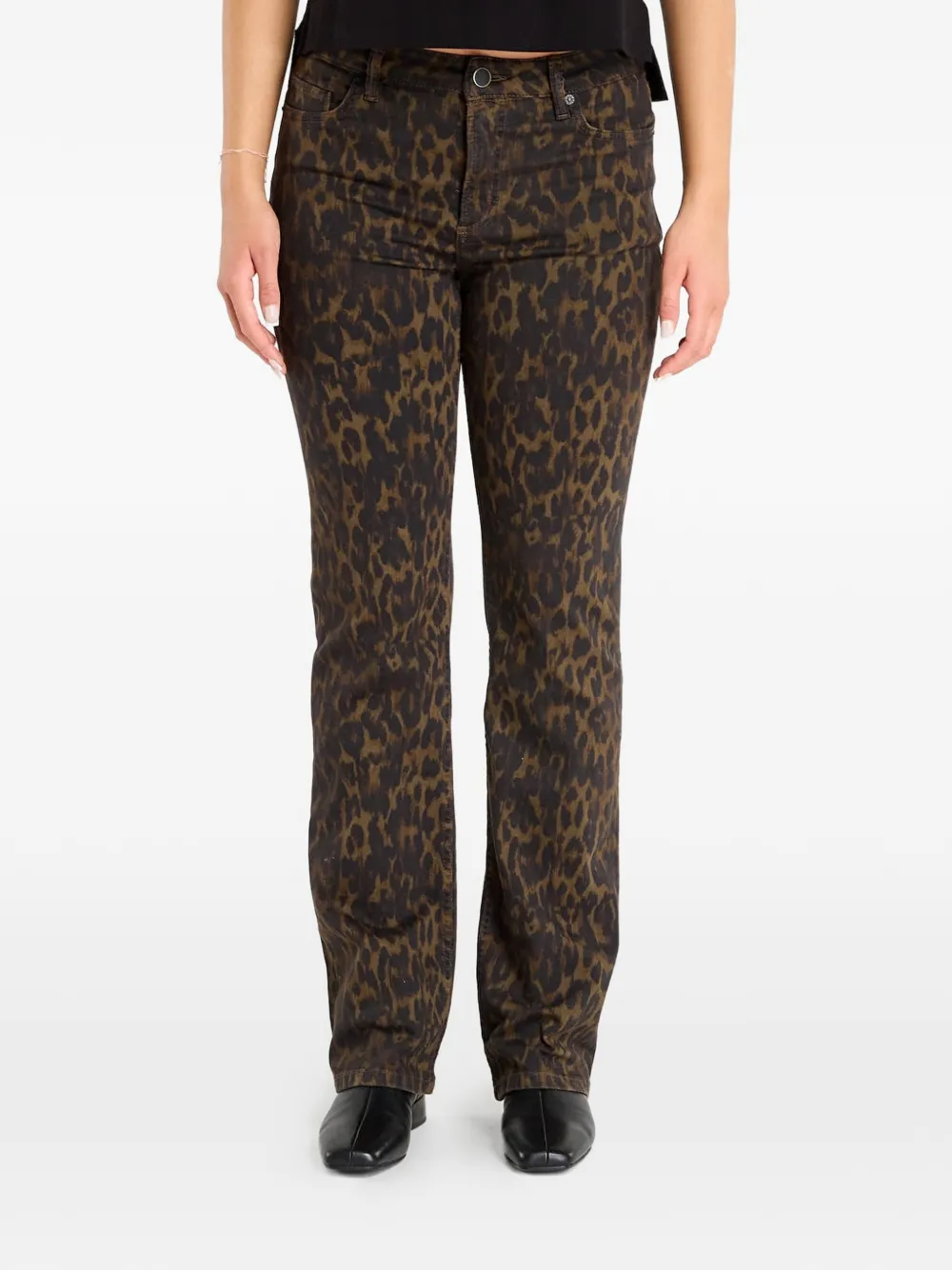 AllSaints Haldan leopard-print jeans - Marrone