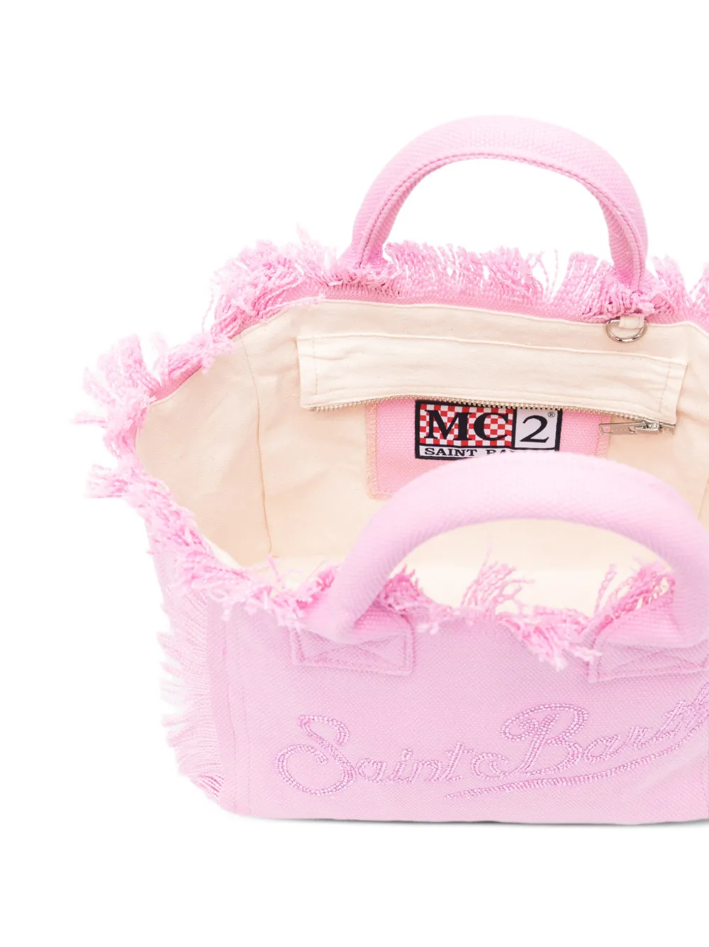 MC2 Saint Barth Colette shopper met glitters logo en franje Roze