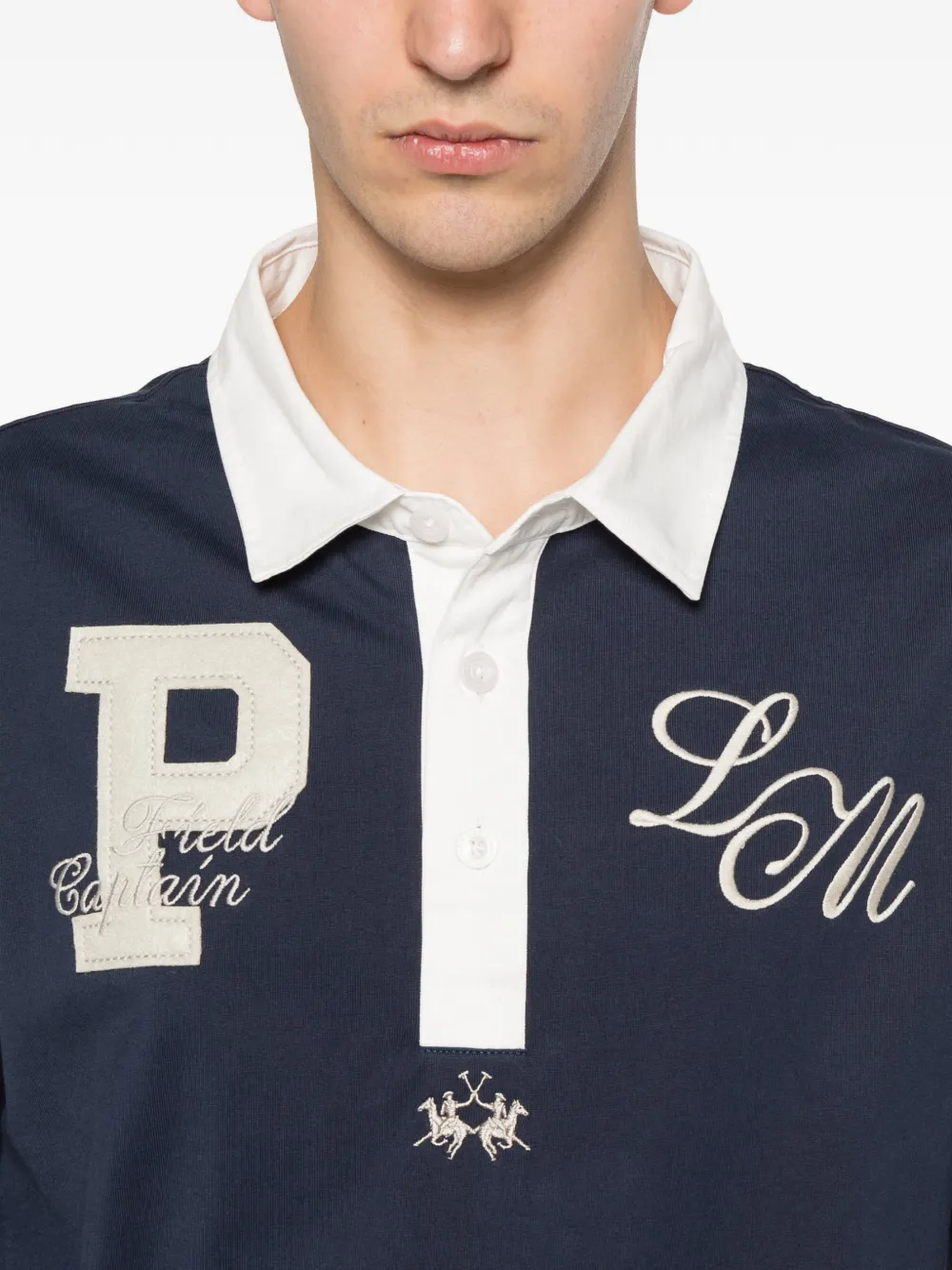 La Martina Poloshirt met logopatch Blauw