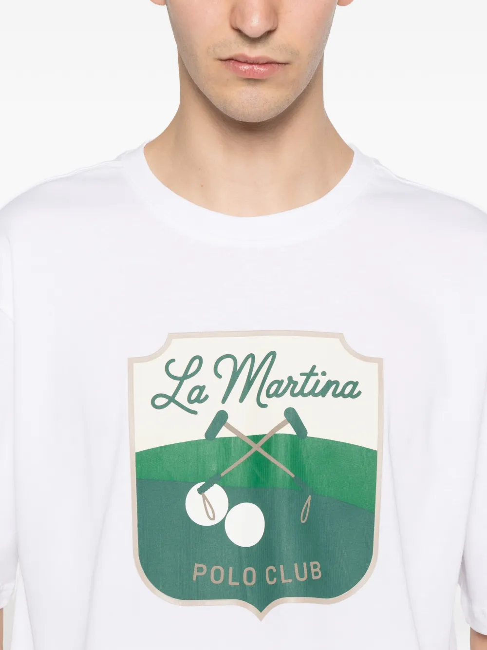 La Martina T-shirt met logoprint Wit