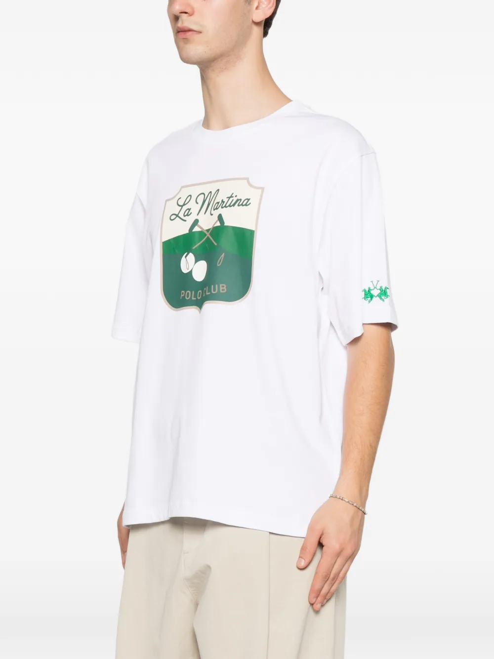 La Martina T-shirt met logoprint Wit