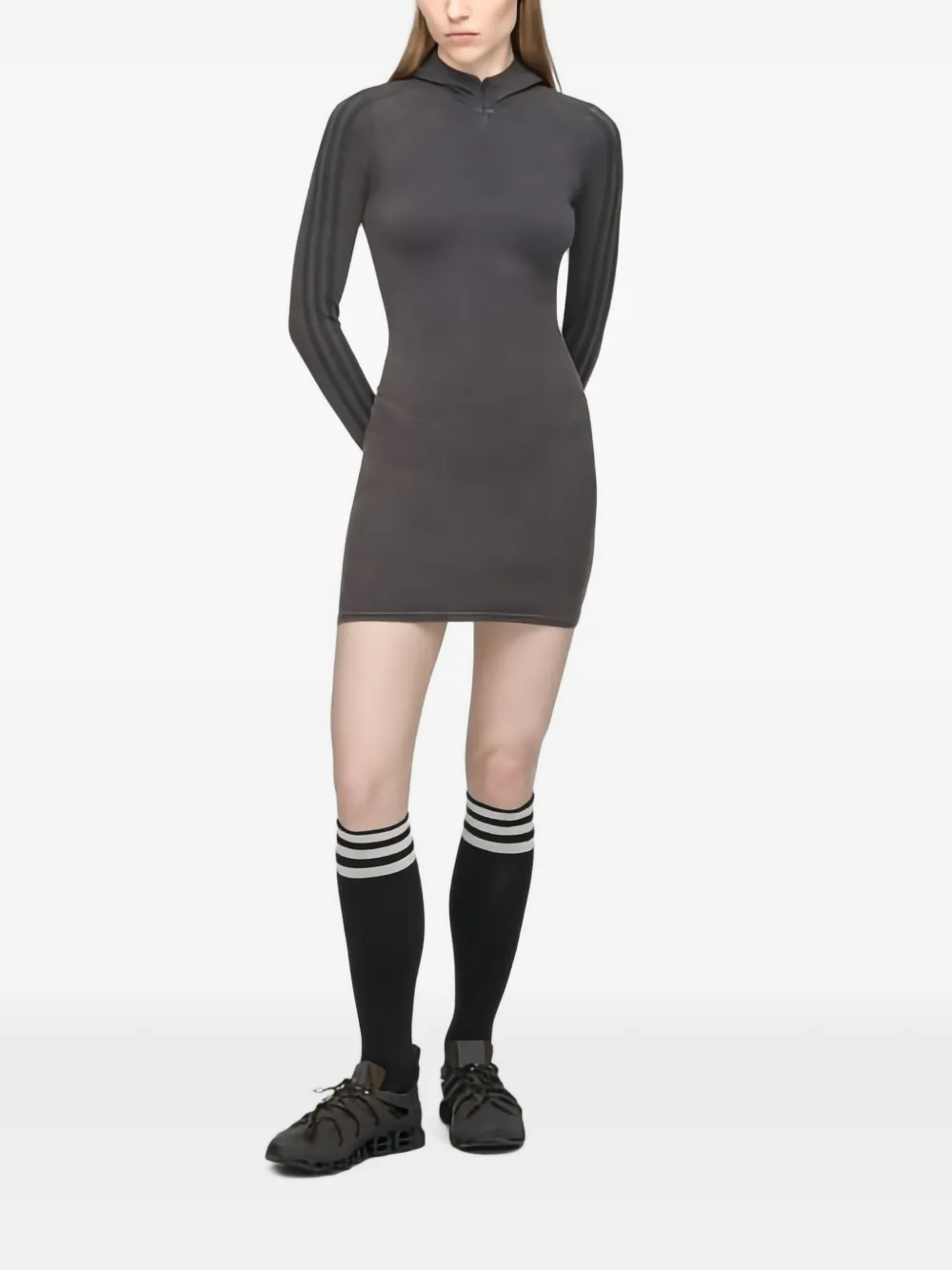adidas x Avavav mini-jurk met capuchon en geborduurd logo Grijs